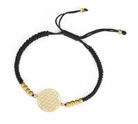 EUEAVAN Bracelet Fleur de Vie Géométrie sacrée Cube de Métatron Bracelet fait main avec cordon rouge Symbole cosmique Merkaba Mandala Amulette de protection Bijoux Cadeau yoga (noir-or)