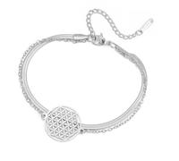 EUEAVAN Bracelet Fleur de Vie Géométrie sacrée Cube de Métatron Bracelet fait main avec cordon rouge Symbole cosmique Merkaba Mandala Amulette de protection Bijoux Cadeau yoga (argent superposé)