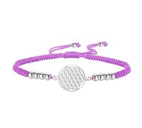 EUEAVAN Bracelet Fleur de Vie Géométrie sacrée Cube de Métatron Bracelet fait main avec cordon rouge Symbole cosmique Merkaba Mandala Amulette de protection Bijoux Cadeau yoga (violet-argent)