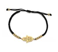EUEAVAN Bracelet Hamsa Main de Fatma Bracelet Ajustable Bracelets de Couple en Perles Amulette Main de Fatma Kabbale Bijoux en Corde Tressée Porte-Bonheur Rouge, M, Acier inoxydable, Pas de gemme