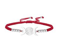 EUEAVAN Bracelet Hécate Wicca Triple Lune Déesse Pentagramme Bracelet de cheville Roue magique d'Hécate Amulette Wiccan Bijoux païens Cadeau de sorcellerie pour femmes (argent-rouge)