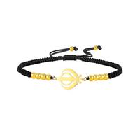 EUEAVAN Bracelet Khanda Sikh Sikh Symbole Épée Sikh Kara Fait à la Main Bracelet Corde Porte-Bonheur Emblème Sacré Miri Piri Amulette Spirituelle Sikhisme Bijoux Religieux Cadeau Punjabi pour Femme