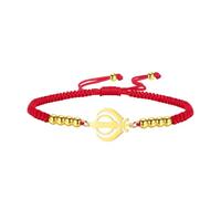 EUEAVAN Bracelet Khanda Sikh Sikh Symbole Épée Sikh Kara Fait à la Main Bracelet Corde Porte-Bonheur Emblème Sacré Miri Piri Amulette Spirituelle Sikhisme Bijoux Religieux Cadeau Punjabi pour Femme
