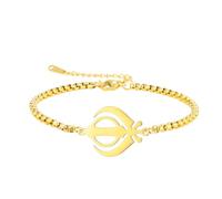 EUEAVAN Bracelet Khanda Sikh Sikh Symbole Épée Sikh Kara Fait à la Main Bracelet Corde Porte-Bonheur Emblème Sacré Miri Piri Amulette Spirituelle Sikhisme Bijoux Religieux Cadeau Punjabi pour Femme