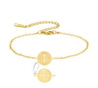 EUEAVAN Bracelet médaille de Saint Benoît fait à la main en corde rouge porte-bonheur double face San Benito avec croix patronne saint amulette chrétienne catholique cadeau religieux pour homme et