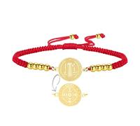 EUEAVAN Bracelet médaille de Saint Benoît fait à la main en corde rouge porte-bonheur double face San Benito avec croix patronne saint amulette chrétienne catholique cadeau religieux pour homme et