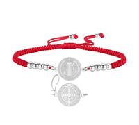 EUEAVAN Bracelet médaille de Saint Benoît fait à la main en corde rouge porte-bonheur double face San Benito avec croix patronne saint amulette chrétienne catholique cadeau religieux pour homme et