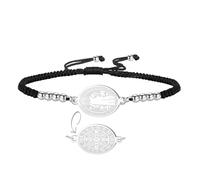 EUEAVAN Bracelet médaille Saint Benoît Bracelet San Benito double face en corde rouge porte-bonheur fait main Croix Saint Patron Amulette Bijoux chrétiens catholiques Cadeau religieux (Argent-noir)