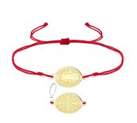 EUEAVAN Bracelet médaille Saint Benoît Bracelet San Benito double face en corde rouge porte-bonheur fait main Croix Saint Patron Amulette Bijoux chrétiens catholiques Cadeau religieux (Rouge)