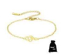 EUEAVAN Bracelet note de musique en corde fait à la main - Cadeau idéal pour les amateurs de musique et les professeurs, Réglable, Acier inoxydable, Pas de pierre précieuse