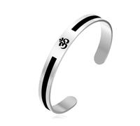EUEAVAN Bracelet OM OHM AUM Harmonie spirituelle hindoue Symboles sanskrits Bracelet manchette Chakra Yoga Amulette Bijoux religieux bouddhistes Méditation Cadeau pour hommes et femmes (Argent)