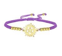 EUEAVAN Bracelet Pentagram Sun ajustable Pentacle Couple Bracelet étoile à cinq branches Amulette de sorcellerie Bijoux Halloween Pange Cadeau Femmes Hommes (Or violet)