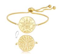 EUEAVAN Bracelet pentagramme Tetragrammaton YHVH YHWH Jéhovah Bracelet double face Yeshua Prière bénie Bible hébraïque 72 noms de Dieu Amulette Wicca Bijou cadeau pour juifs et chrétiens (or)