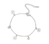 EUEAVAN Bracelet trèfle à quatre feuilles irlandais - Bracelet trèfle à quatre feuilles porte-bonheur - Bracelet de cheville trèfle à quatre feuilles - Cadeau pour femme, Medium, Acier inoxydable, Pas