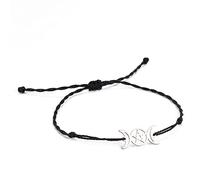 EUEAVAN Bracelet triple lune déesse pentagramme étoile fil cire amulette pentagramme religion bracelet en acier inoxydable bijoux symbole sorcellerie cadeaux pour femmes filles