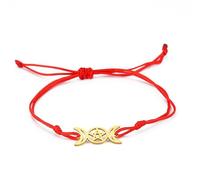 EUEAVAN Bracelet triple lune déesse pentagramme étoile fil ciré amulette pentagramme religion bracelet en acier inoxydable bijoux symbole de sorcellerie cadeaux pour femmes filles (Or)