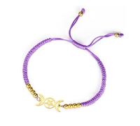 EUEAVAN Bracelet triple lune déesse pentagramme étoile fil ciré amulette pentagramme religion bracelet en acier inoxydable bijoux symbole de sorcellerie cadeaux pour femmes filles (violet)