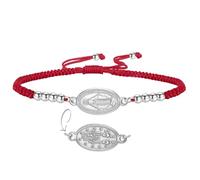 EUEAVAN Bracelet Vierge Marie Virgen de Guadalupe Notre-Dame de Guadalupe Mère Marie Bracelet médaillon miraculeux Amulette chrétienne Bijoux de foi catholique Cadeau de baptême (rouge-argent)