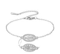 EUEAVAN Bracelet Vierge Marie Virgen de Guadalupe Notre-Dame de Guadalupe Mère Marie Bracelet médaillon miraculeux Amulette chrétienne Bijoux de foi catholique Cadeau de baptême (chaîne argent)