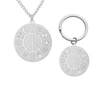 EUEAVAN Coexister en Paix Collier Religions Mondiales Collier Paix Coexister Harmonie Pendentif Paix Religion Porte-clés Bijoux Protection Amulette Cadeau pour Homme Femme, m, Acier inoxydable, Pas de