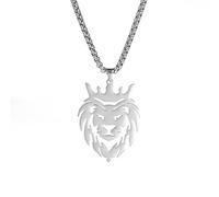 EUEAVAN Collier à pendentif tête de lion creuse Collier à pendentifs en acier inoxydable Charm Classic Animal Elements pour femmes hommes filles garçons Cadeaux