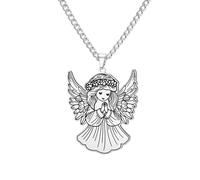 EUEAVAN Collier ailes d'ange pour femme Pendentif ange gardien prière Amulette gothique Bijou de foi Cadeau d'espoir pour fille, petite-fille, nièce (Argent)