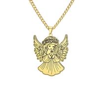 EUEAVAN Collier ailes d'ange pour femme Pendentif ange gardien prière Amulette gothique Bijou de foi Cadeau d'espoir pour fille, petite-fille, nièce (Or)