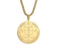 EUEAVAN Collier Amulette de Protection Archange Gabriel Médaille Ange Gardien Pendentif Archange Michel Insigne Salomon Archange Saint Bijoux pour Hommes, Acier inoxydable, Pas de gemme