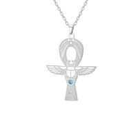 EUEAVAN Collier Ankh Cross Scarabée pour femmes Clé de vie Pendentif déesse égyptienne Isis Amulette de protection de l'Égypte antique Bijoux religieux Cartouche Cadeau (Argent)