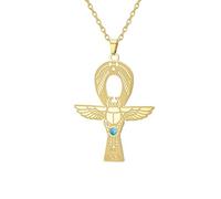 EUEAVAN Collier Ankh Cross Scarabée pour femmes Clé de vie Pendentif déesse égyptienne Isis Amulette de protection de l'Égypte antique Bijoux religieux Cartouche Cadeau (Or)