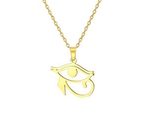 EUEAVAN Collier Ankh Cross Y Pendentif e la vie Œil d'Horus Cartouche Longue chaîne Protection Amulette copte africaine Bijoux religieux égyptiens anciens Cadeau (Œil d'Horus or)