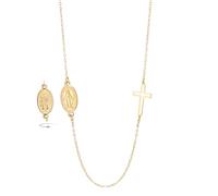 EUEAVAN Collier avec croix Vierge Marie pour femme Vierge de Guadalupe Notre Dame de Guadalupe Mère Marie Collier Médaille Miraculeuse Amulette chrétienne Bijoux de foi catholique (or 3)