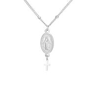 EUEAVAN Collier avec croix Vierge Marie pour femme Vierge de Guadalupe Notre Dame de Guadalupe Mère Marie Collier Médaille Miraculeuse Amulette chrétienne Bijoux de foi catholique (argent 5)
