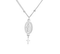EUEAVAN Collier avec croix Vierge Marie pour femme Vierge de Guadalupe Notre Dame de Guadalupe Mère Marie Collier Médaille Miraculeuse Amulette chrétienne Bijoux de foi catholique (argent 4)