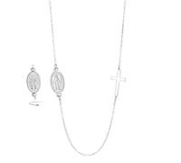 EUEAVAN Collier avec croix Vierge Marie pour femme Vierge de Guadalupe Notre Dame de Guadalupe Mère Marie Collier Médaille Miraculeuse Amulette chrétienne Bijoux de foi catholique (argent 3)