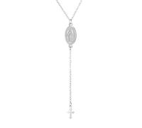 EUEAVAN Collier avec croix Vierge Marie pour femme Vierge de Guadalupe Notre Dame de Guadalupe Mère Marie Collier Médaille Miraculeuse Amulette chrétienne Bijoux de foi catholique (argent 6)