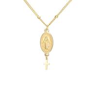 EUEAVAN Collier avec croix Vierge Marie pour femme Vierge de Guadalupe Notre Dame de Guadalupe Mère Marie Collier Médaille Miraculeuse Amulette chrétienne Bijoux de foi catholique (or 5)