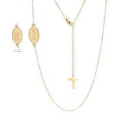 EUEAVAN Collier avec croix Vierge Marie pour femme Vierge de Guadalupe Notre Dame de Guadalupe Mère Marie Collier Médaille Miraculeuse Amulette chrétienne Bijoux de foi catholique (or)