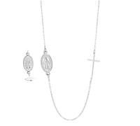 EUEAVAN Collier avec croix Vierge Marie pour femme Vierge de Guadalupe Notre Dame de Guadalupe Mère Marie Collier Médaille Miraculeuse Amulette chrétienne Bijoux de foi catholique (argent 2)