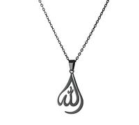 EUEAVAN Collier avec pendentif Allah Symboles islamiques Arabe Collier ras du cou Moyen-Orient Croissant d'Allah Cadeaux religieux Bijoux religieux Femme Homme, Acier inoxydable, Pas de gemme