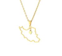 EUEAVAN Collier avec pendentif carte de l'Iran - Cœur creux - Drapeau iranien - Patriotique - Fierté patriotique - Paix - Patrie persane - Bijoux souvenirs - Cadeaux pour femmes et hommes, Moyen