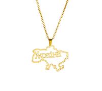 EUEAVAN Collier avec pendentif carte de l'Ukraine Ukraine Trident Ukraine armoiries patriotique cadeau ukraine souvenir patriotique bijoux femme, Acier inoxydable, Pas de gemme
