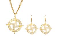 EUEAVAN Collier avec pendentif croix de saint Brigid - Croix celtique irlandaise traditionnelle - Amulette chrétienne païenne - Bijoux religieux - Cadeau pour femme et homme, Acier inoxydable, Pas de