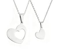 EUEAVAN Collier avec pendentif cœur brisé Best Friend BFF Foever avec deux demi-cœurs assortis pour couples, cadeau de Saint-Valentin, Moyen, Acier inoxydable, Pas de pierre précieuse
