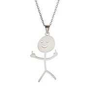 EUEAVAN Collier avec pendentif drôle personnalisé visage souriant doigt d'honneur tendance cool déclaration créative unique en acier inoxydable fait à la main bijoux d'amitié cadeau