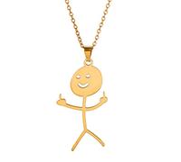 EUEAVAN Collier avec pendentif drôle personnalisé visage souriant doigt d'honneur tendance cool déclaration créative unique en acier inoxydable fait à la main bijoux d'amitié cadeau