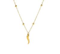 EUEAVAN Collier avec pendentif en corne italienne contre le mauvais œil bleu - Troisième œil du diable - Pour femme, Moyen, Acier inoxydable, Pas de pierre précieuse