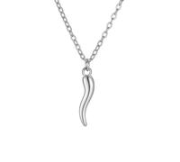 EUEAVAN Collier avec pendentif en corne italienne contre le mauvais œil bleu - Troisième œil du diable - Pour femme, Moyen, Acier inoxydable, Pas de pierre précieuse