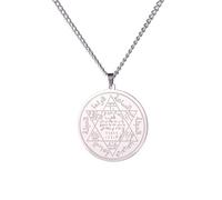 EUEAVAN Collier avec pendentif en forme de e Salomon - Sceau de Salomon - Talisman de protection - Bijou occulte - Cadeau islamique - Pour homme et femme, Acier inoxydable, Pas de gemme