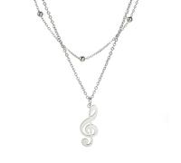 EUEAVAN Collier avec pendentif en forme de note de musique en acier inoxydable pour femme ou petite amie, Acier inoxydable, Pas de gemme